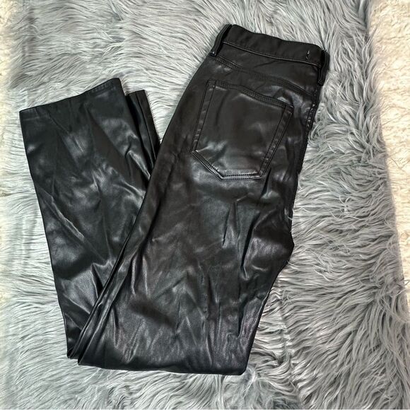Black Straight Leg Jeans with Sleek Finish faux leather - Picture 1 of 10